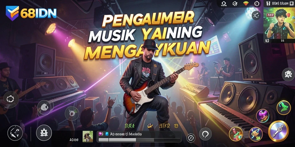 Tampilan menyenangkan dari gameplay 68IDN yang penuh musik.
