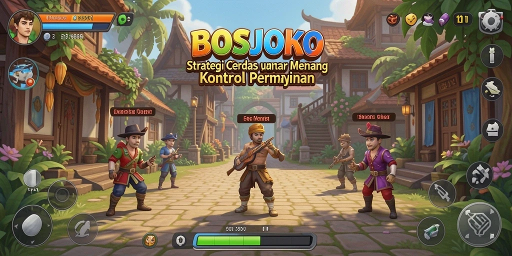 Tampilan gameplay strategi yang mendebarkan dan penuh tantangan di BOSJOKO.