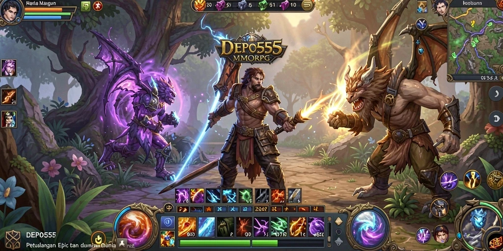 Tampilan gameplay DEPO555 yang menakjubkan dalam dunia MMORPG.