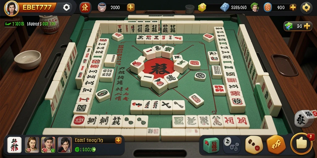 Tampilan gameplay menarik dalam permainan Mahjong EBET777.