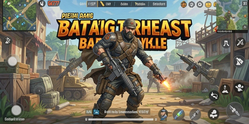 Screenshot gameplay GN777 dengan aksi seru di medan perang Battle Royale.
