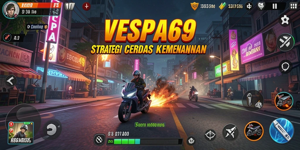 Screenshot gameplay VESPA69 yang menunjukkan strategi yang kompleks.